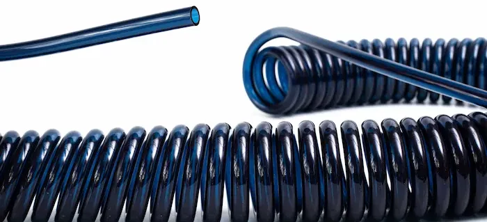 Tube spiral made of a dark blue polyether tube
