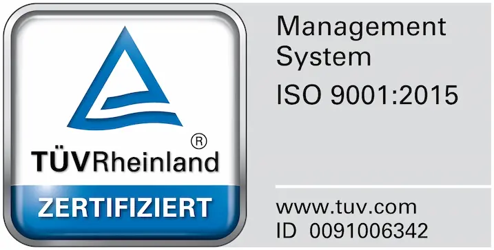 Prüfsiegel des TÜV Rheinland für die ISO 9001 Norm