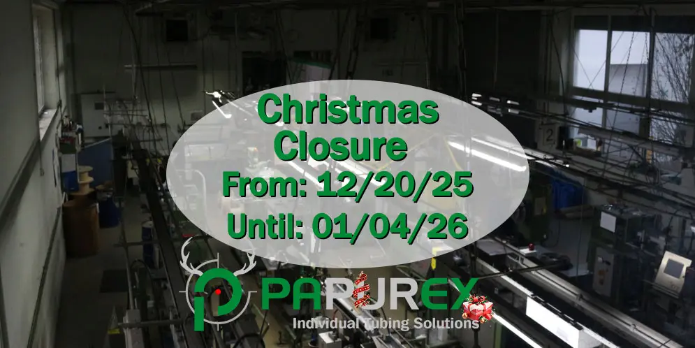 Green text with the dates for the company closure in front of a shut-down production