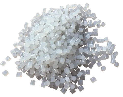 Kleiner Haufen weißes Polyurethangranulat